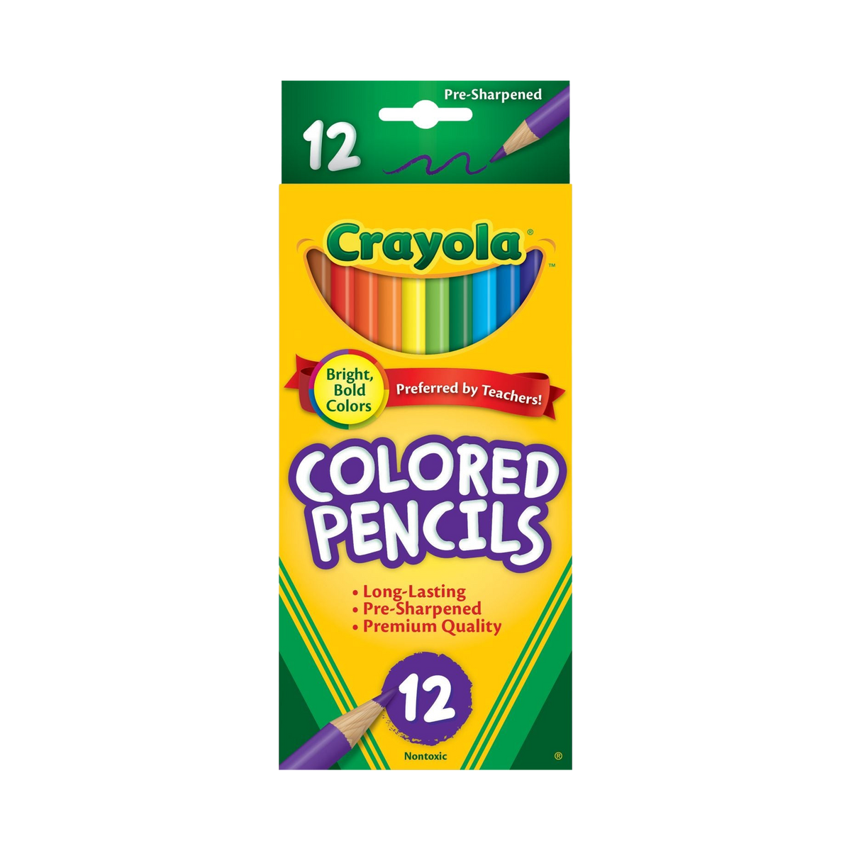 Crayola Full Size Coloured Pencils 12 Pack, box front