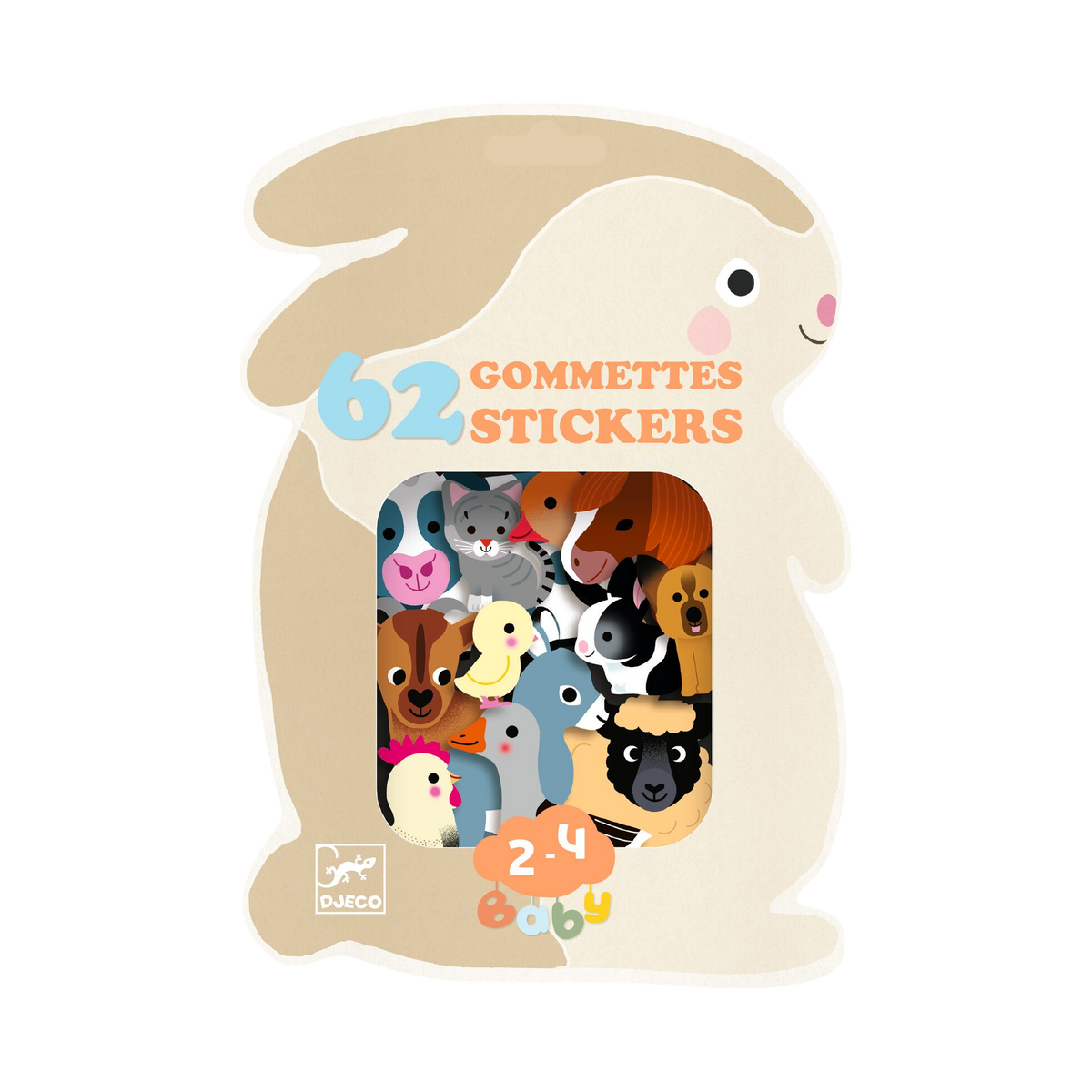 Djeco Farm Animals 62 Sticker Set, box front