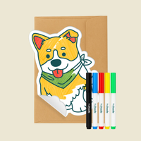 HeyDoodle Reusable Greeting Card, Dennis the Dog in use
