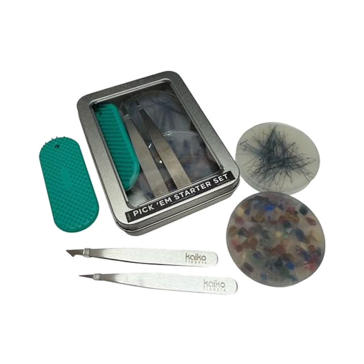 Pick 'Em Starter Set open tin with included tools