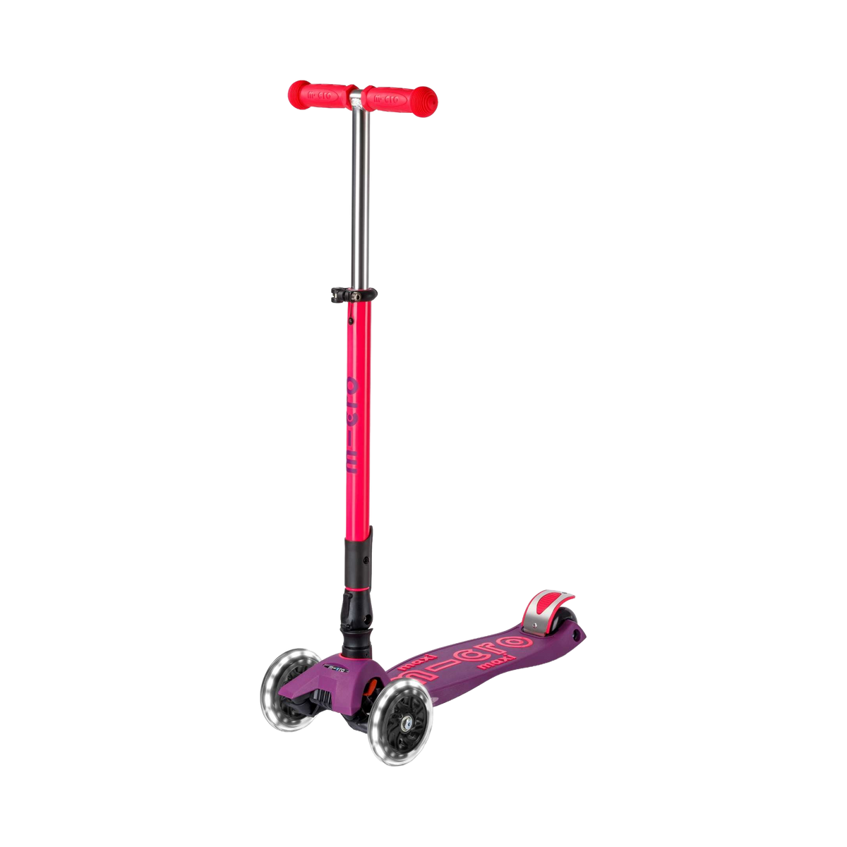 Maxi Micro Deluxe 3-Wheel Foldable Scooter LED, Ultra Pink, 1