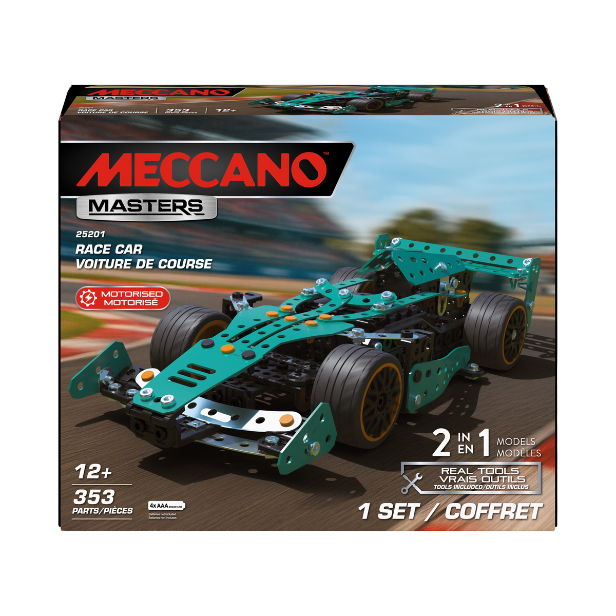 Meccano Race Car 2 in 1 Model Set, box front