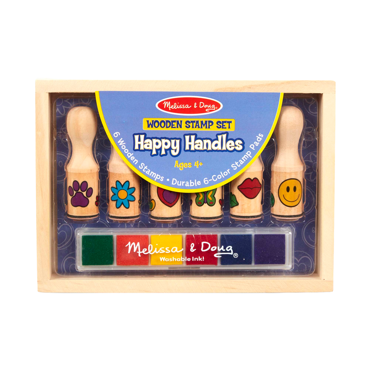 Melissa & Doug Happy Handles Wooden Stamp Set, box front