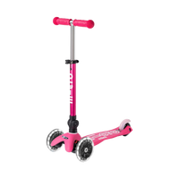 Mini Micro Deluxe LED Foldable 3 Wheel Scooter, Pink, 1