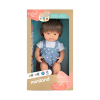 Miniland My Friends & Me Baby Doll Brown Hair Boy 38cm, box front