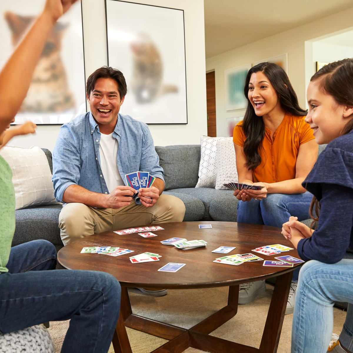 Phase 10 Card Game, in use
