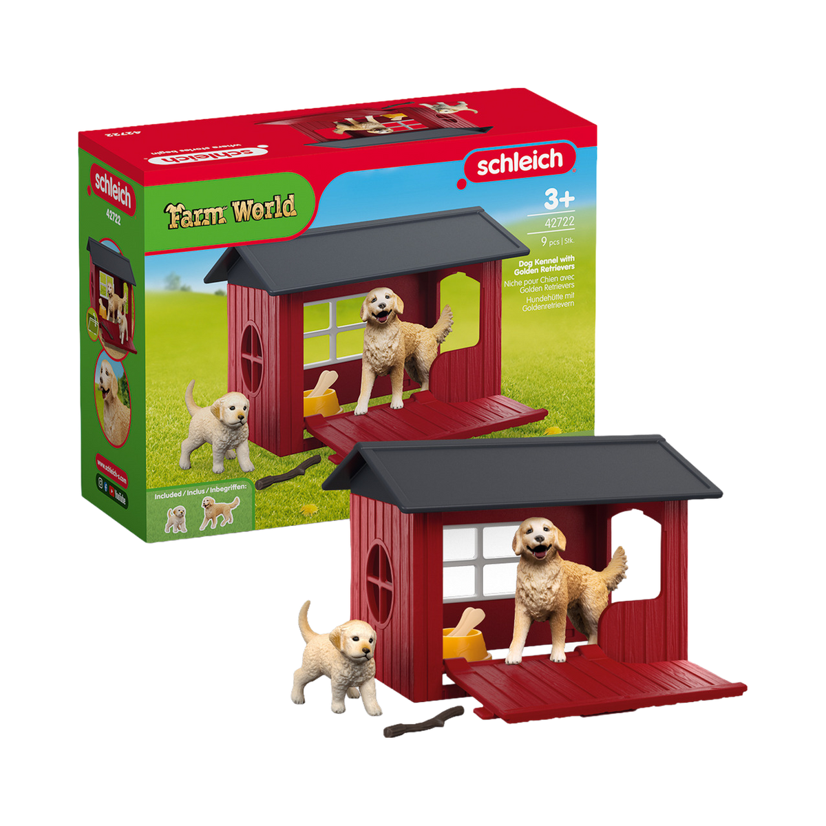Schleich Dog Kennel with Golden Retrievers, box front